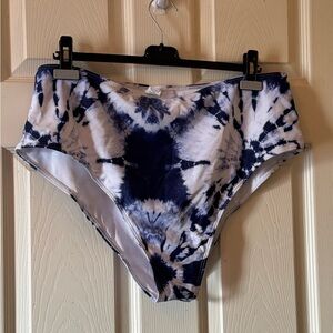 Blue and White Tie-Dye Bikini Bottoms